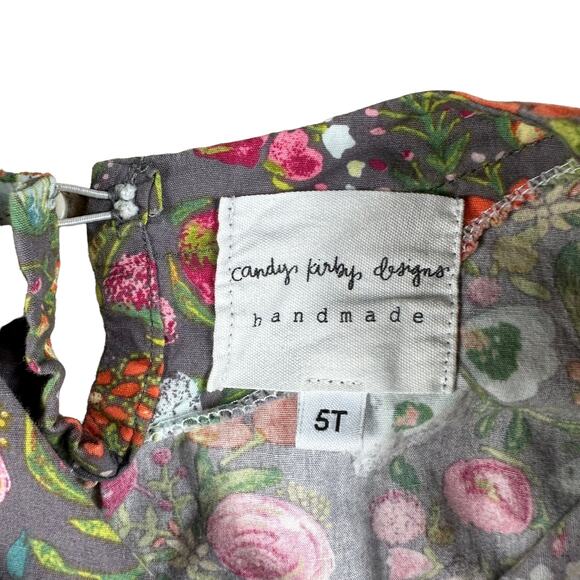 CANDY KIRBY DESIGNS Gray Colorful Floral Pattern Mini Dress Casual Size 5T - Picture 3 of 4